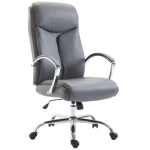 Poltrona sedia ufficio girevole regolabile HLO-CP85 metallo cromato ecopelle grigio