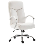 Poltrona sedia ufficio girevole regolabile HLO-CP85 metallo cromato ecopelle bianco