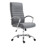 Poltrona sedia ufficio girevole regolabile HLO-CP83 metallo cromato ecopelle grigio