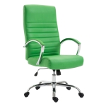 Poltrona sedia ufficio girevole regolabile HLO-CP83 metallo cromato ecopelle verde
