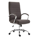 Poltrona sedia ufficio girevole regolabile HLO-CP83 metallo cromato tessuto grigio scuro