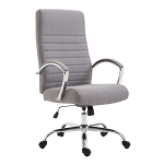 Poltrona sedia ufficio girevole regolabile HLO-CP83 metallo cromato tessuto grigio
