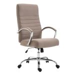 Poltrona sedia ufficio girevole regolabile HLO-CP83 metallo cromato tessuto taupe