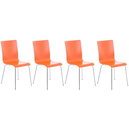 Set 4x sedie sala da pranzo soggiorno 120kg HLO-CP1 87x43x47cm legno metallo arancione