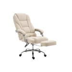 Poltrona sedia ufficio girevole regolabile poggiapiedi estraibile HLO-CP67 tessuto avorio