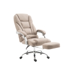 Poltrona sedia ufficio girevole regolabile poggiapiedi estraibile HLO-CP67 tessuto beige