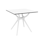 Tavolo tavolino quadrato da esterno HLO-CP94 polipropilene HPL 74x80x80cm bianco