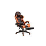 Poltrona sedia ufficio girevole regolabile poggiapiedi estraibile HLO-CP49 ecopelle nero e arancione