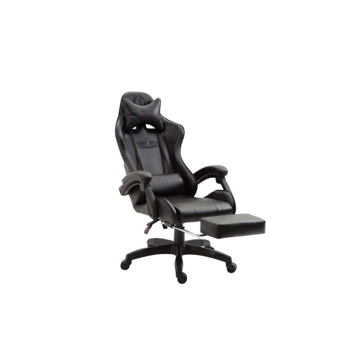 Poltrona sedia ufficio girevole regolabile poggiapiedi estraibile HLO-CP49 ecopelle nero