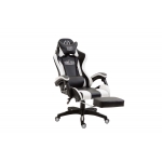 Poltrona sedia ufficio girevole regolabile poggiapiedi estraibile HLO-CP49 ecopelle nero e bianco