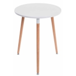 Tavolo tavolino rotondo da interno HLO-CP15 legno MDF 75x60x60cm legno chiaro e bianco