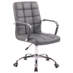 Poltrona sedia ufficio girevole regolabile HLO-CP3 metallo cromato ecopelle grigio