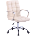 Poltrona sedia ufficio girevole regolabile HLO-CP3 metallo cromato ecopelle avorio