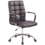Poltrona sedia ufficio girevole regolabile HLO-CP3 metallo cromato ecopelle marrone