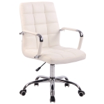 Poltrona sedia ufficio girevole regolabile HLO-CP3 metallo cromato ecopelle bianco