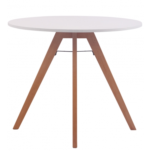 Tavolo tavolino rotondo da interno HLO-CP31 legno MDF 75x90x90cm legno chiaro bianco