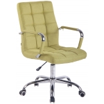 Poltrona sedia ufficio girevole regolabile HLO-CP3 metallo cromato tessuto verde