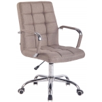Poltrona sedia ufficio girevole regolabile HLO-CP3 metallo cromato tessuto grigio tortora