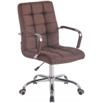 Poltrona sedia ufficio girevole regolabile HLO-CP3 metallo cromato tessuto marrone