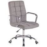 Poltrona sedia ufficio girevole regolabile HLO-CP3 metallo cromato tessuto grigio
