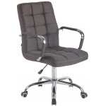 Poltrona sedia ufficio girevole regolabile HLO-CP3 metallo cromato tessuto grigio scuro