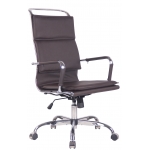 Poltrona sedia ufficio girevole regolabile HLO-CP25 metallo cromato ecopelle marrone scuro