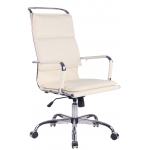 Poltrona sedia ufficio girevole regolabile HLO-CP25 metallo cromato ecopelle avorio