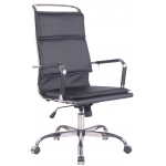 Poltrona sedia ufficio girevole regolabile HLO-CP25 metallo cromato ecopelle nero