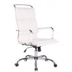 Poltrona sedia ufficio girevole regolabile HLO-CP25 metallo cromato ecopelle bianco