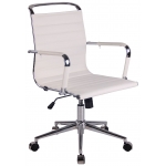 Poltrona sedia ufficio girevole regolabile HLO-CP23 metallo cromato ecopelle bianco
