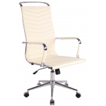 Poltrona sedia ufficio girevole regolabile HLO-CP24 metallo cromato ecopelle avorio