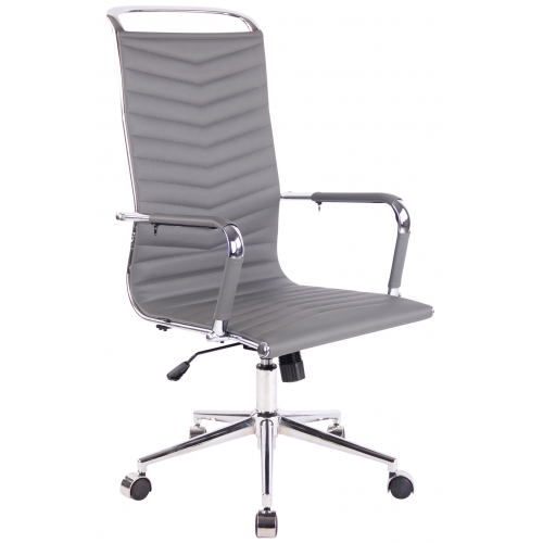 Poltrona sedia ufficio girevole regolabile HLO-CP24 metallo cromato ecopelle grigio