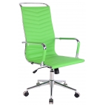 Poltrona sedia ufficio girevole regolabile HLO-CP24 metallo cromato ecopelle verde