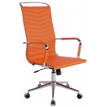 Poltrona sedia ufficio girevole regolabile HLO-CP24 metallo cromato ecopelle arancione