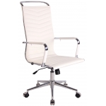 Poltrona sedia ufficio girevole regolabile HLO-CP24 metallo cromato ecopelle bianco