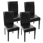 Set 4x sedie Littau ecopelle soggiorno cucina sala da pranzo 43x56x90cm nero piedi scuri
