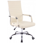 Poltrona sedia ufficio girevole regolabile HLO-CP17 metallo cromato ecopelle avorio