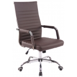 Poltrona sedia ufficio girevole regolabile HLO-CP17 metallo cromato ecopelle marrone