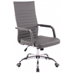 Poltrona sedia ufficio girevole regolabile HLO-CP17 metallo cromato ecopelle grigio