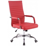 Poltrona sedia ufficio girevole regolabile HLO-CP17 metallo cromato ecopelle rosso