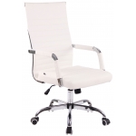 Poltrona sedia ufficio girevole regolabile HLO-CP17 metallo cromato ecopelle bianco