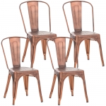 Set 4x sedie da bar impilabili HLO-CP57 metallo 89x44x48cm colore bronzo