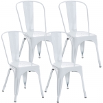 Set 4x sedie da bar impilabili HLO-CP57 metallo 89x44x48cm bianco