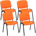 Set 4x sedie impilabili ufficio studio conferenza 120kg HLO-CP111 83x53x53cm ecopelle arancione