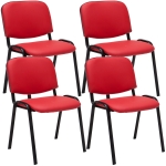 Set 4x sedie impilabili ufficio studio conferenza 120kg HLO-CP111 83x53x53cm ecopelle rosso