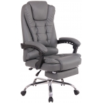 Poltrona sedia ufficio girevole regolabile poggiapiedi estraibile HLO-CP66 ecopelle grigio