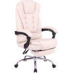 Poltrona sedia ufficio girevole regolabile poggiapiedi estraibile HLO-CP66 tessuto avorio