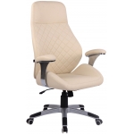 Poltrona sedia ufficio girevole regolabile HLO-CP55 ecopelle avorio