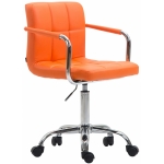 Sedia poltrona ufficio girevole regolabile HLO-CP6 V2 metallo cromato ecopelle arancione