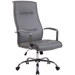 Poltrona sedia ufficio girevole regolabile HLO-CP70 metallo cromato ecopelle grigio